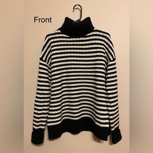 GAP Black & White Striped Sweater (Large Tall)